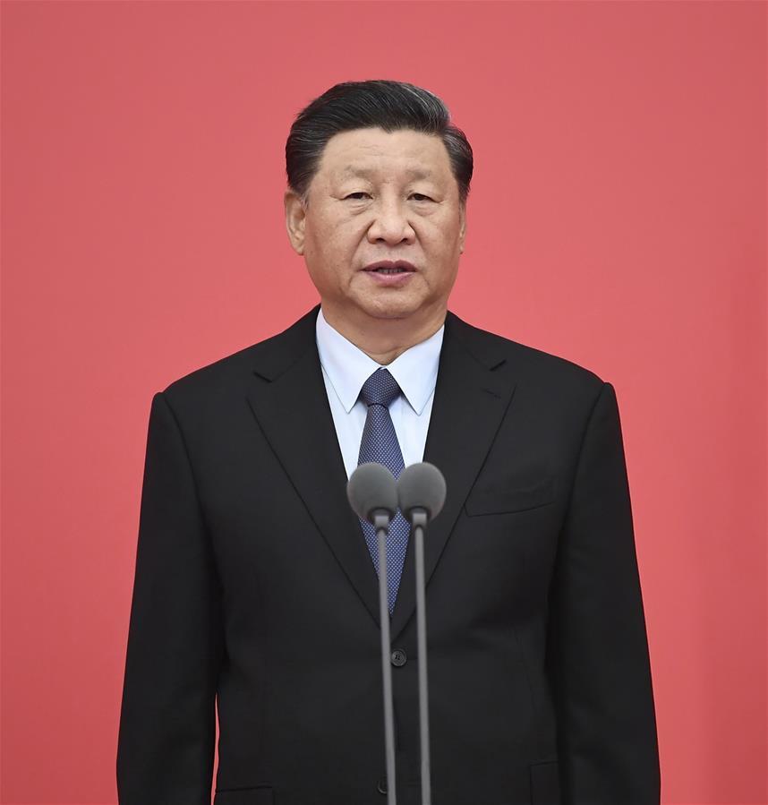 8月26日,中国人民警察警旗授旗仪式在人民大会堂举行。中共中央总书记、国家主席、中央军委主席习近平向中国人民警察队伍授旗并致训词。这是习近平致训词。 新华社记者 谢环驰 摄